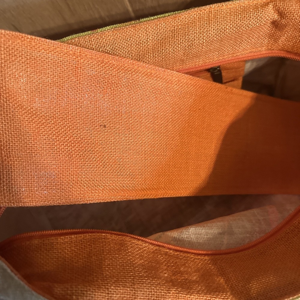 vintage multi-toned floral Orange beach tote bag Made By Avani Large - Picture 8 of 10